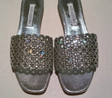 Aquazzura Candy Crystal Silver Rhinestone Flats Sandals Slide