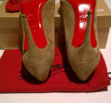 Christian Louboutin Kate 85 Fennec Khaki Brown Suede Heels Veau Velours