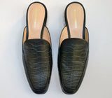 Nicholas Kirkwood Casati Pearl Loafers Black Croc Embossed Leather Moccasin Mule Flats