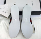 Gucci Bambi GG Silver Glitter Sneakers with Silver Studs, Grosgrain and Tiger Detail