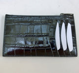 Balenciaga Black Patent Leather Card Case B Logo Croc Embossed Wallet Coin Holder