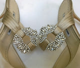 Manolo Blahnik Maidugura 105 Oyster Satin Heels New Mules Maidugura