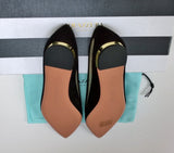 Aquazzura Amal Black Suede and Mesh Cutout Flats Pointy Shoes NIB