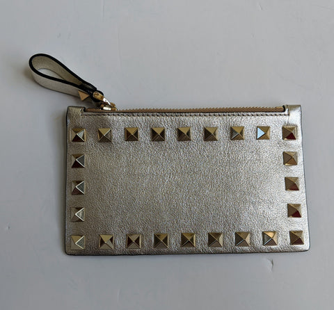 Valentino Garavani Rockstud Gold Leather Card Case Holder