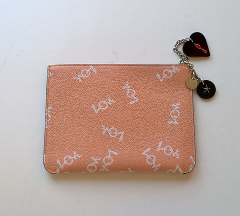 Christian Louboutin Loubicute Love Peach Leather Pouch with Charms