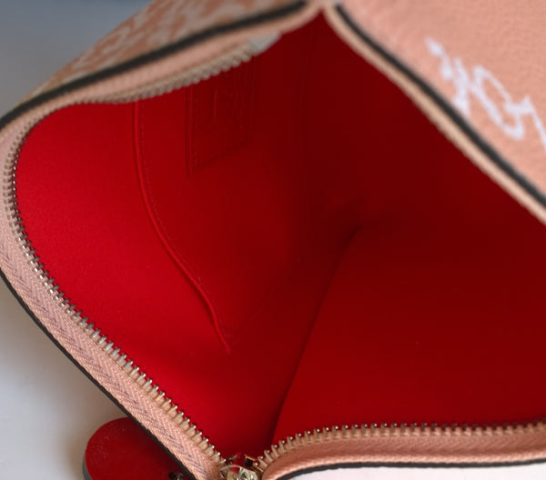 Christian Louboutin Loubicute Love Peach Leather Pouch with Charms