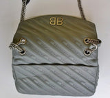 Balenciaga BB Grey Leather Paris Charm Bracelet Bag