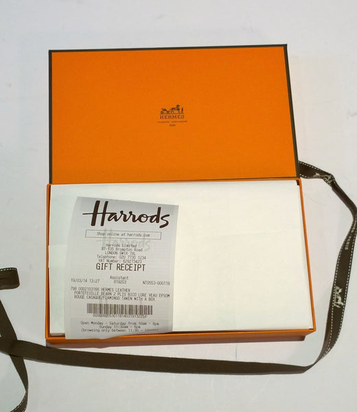 Hermès Bearn Verso Tri Fold Wallet Rouge Casaque Flamingo Portefeuille 2 Plis Bico Lore Veau Epsom New