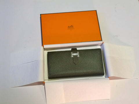 Hermès Bearn Wallet Black Leather Soufflet Veau Epsom Noir Purse Bi-fold New Portefeuille