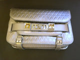 Proenza Schouler PS 11 Silver Embossed Leather Bag Crossbody Purse