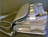 Proenza Schouler PS 11 Silver Embossed Leather Bag Crossbody Purse