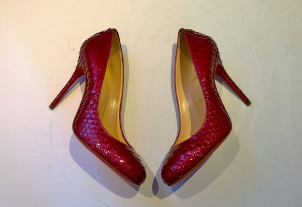 Christian Louboutin Fifi 100 Crystal Lamé Dark Pink Heels Shoes Sale Pumps Discount