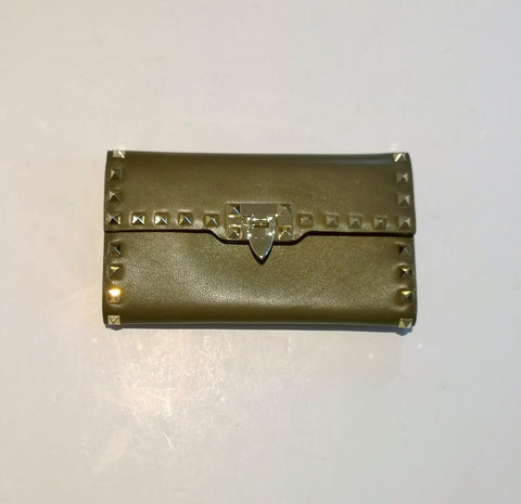 Valentino Moss Taupe Rockstud Clutch Wallet Discount Purse
