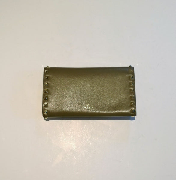 Valentino Moss Taupe Rockstud Clutch Wallet Discount Purse