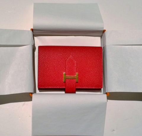Hermès  Bearn Mini Wallet in Casaque Red Epsom Calfskin