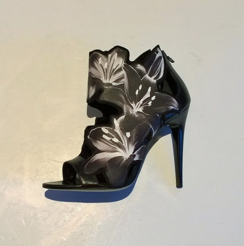 Pierre Hardy Black and White Laser Cut Lily Sale Heels Discount Shoes