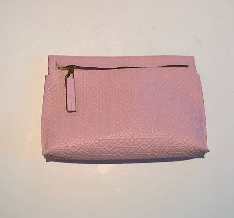 Loewe T Pouch Large in Engraved Leather Clutch Bag Soft Pink Sale