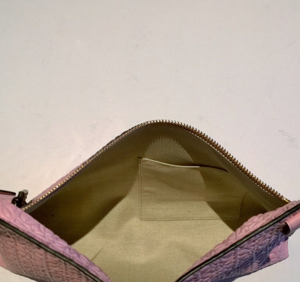 Loewe T Pouch Large in Engraved Leather Clutch Bag Soft Pink Sale