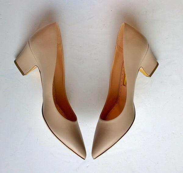 Rupert Sanderson New Pierre Nude Leather Heels