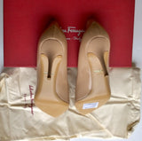 Ferragamo Susie 70 Beige Nude Patent Pumps Heels
