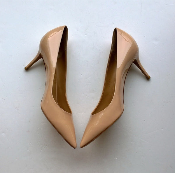 Ferragamo Susie 70 Beige Nude Patent Pumps Heels
