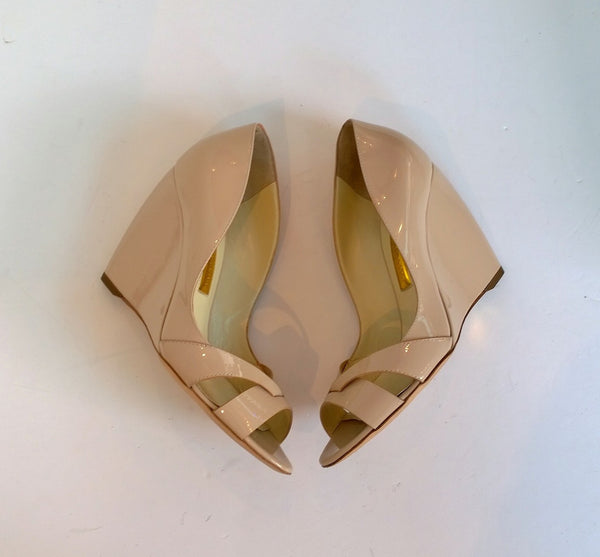 Rupert Sanderson Nude Patent Wedge Peggy Vernice Rose