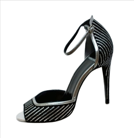 Pierre Hardy Black Suede Strass Heels Ankle Strap Sandals