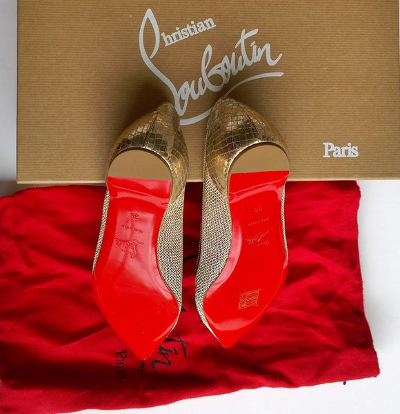 Christian Louboutin Neoflat Dentelle Resille Gold Mesh