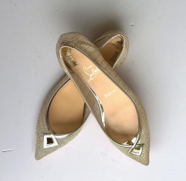Christian Louboutin Neoflat Dentelle Resille Gold Mesh