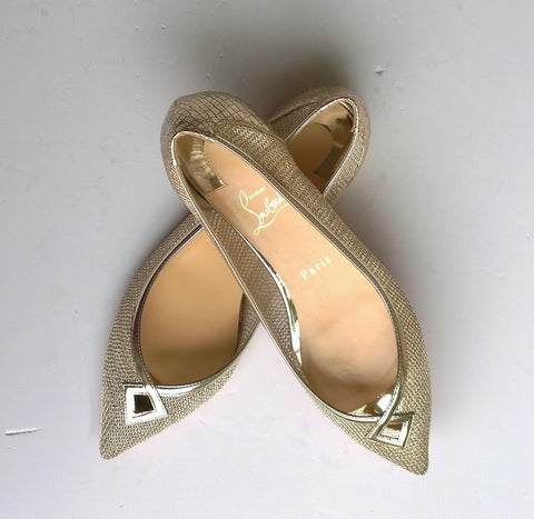 Christian Louboutin Neoflat Dentelle Resille Gold Mesh