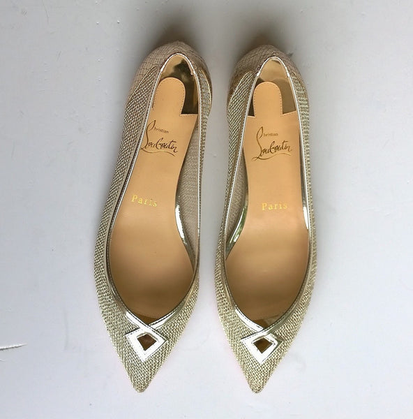 Christian Louboutin Neoflat Dentelle Resille Gold Mesh