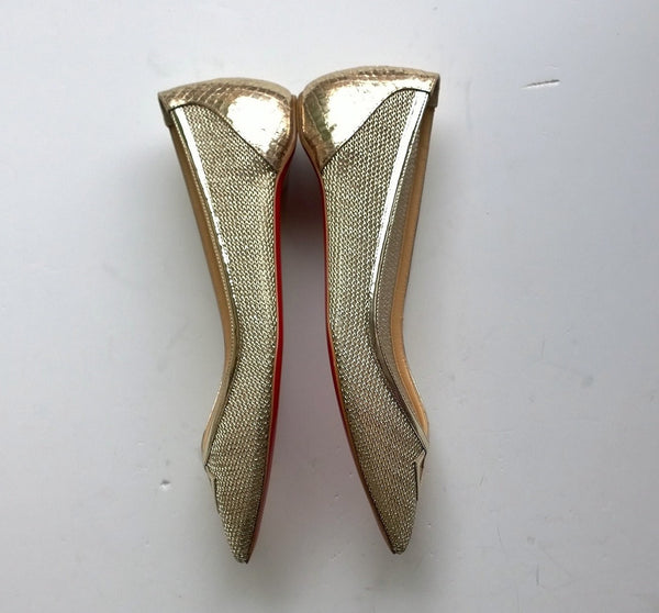 Christian Louboutin Neoflat Dentelle Resille Gold Mesh