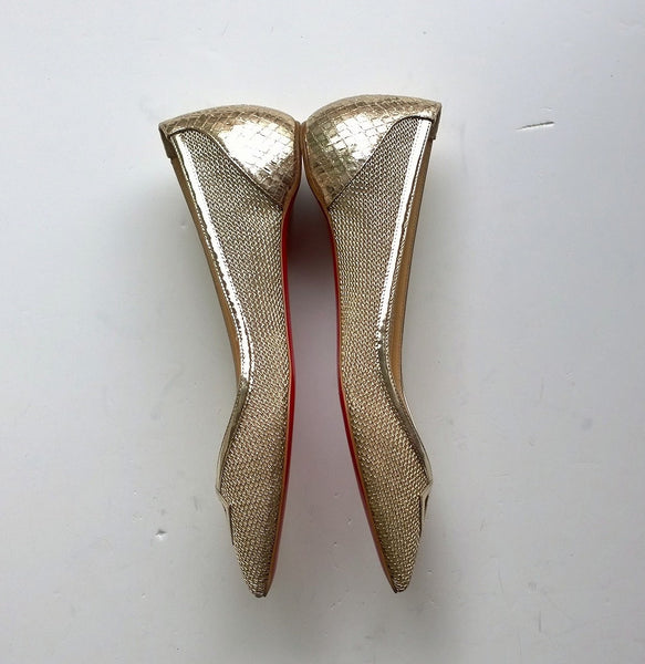 Christian Louboutin Neoflat Dentelle Resille Gold Mesh