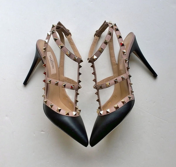 Valentino Garavani Black Leather High Heels Rockstud shoes