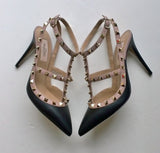 Valentino Garavani Black Leather High Heels Rockstud shoes