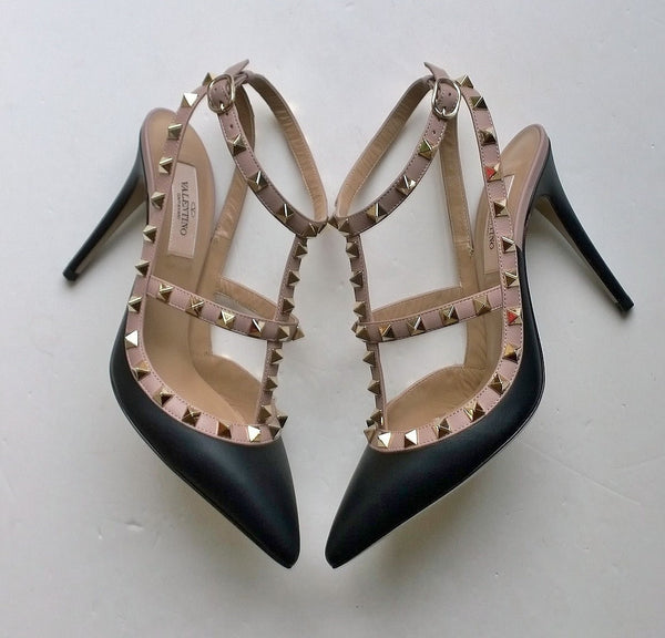 Valentino Garavani Black Leather High Heels Rockstud shoes