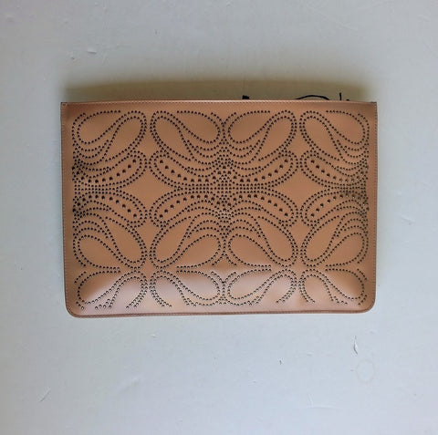 Alaia Nude Leather Clutch Bag with Pewter studs