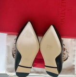 Valentino Garavani Rockstud Flats in Black Leather discount shoes