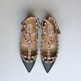 Valentino Garavani Rockstud Flats in Black Leather discount shoes