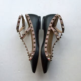 Valentino Garavani Rockstud Flats in Black Leather discount shoes