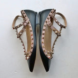Valentino Garavani Rockstud Flats in Black Leather discount shoes