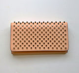 Christian Louboutin Macaron Flap Wallet clutch purse Poudre Pink Silver wrist strap bag Panettone