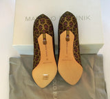 Manolo Blahnik Hangisi Brocade Heels Amethyst Rhinestone Buckle Shoes