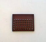 Christian Louboutin Burgundy Kios Card Holder Dark Grey studs