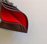 Christian Louboutin Burgundy Kios Card Holder Dark Grey studs