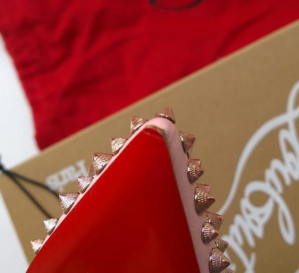 Christian Louboutin Spikyshell Pink Leather Flats shoes sale