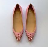 Christian Louboutin Spikyshell Pink Leather Flats shoes sale