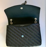 Balenciaga BB Lock Round Large Black Leather Embroidery Medium Bag