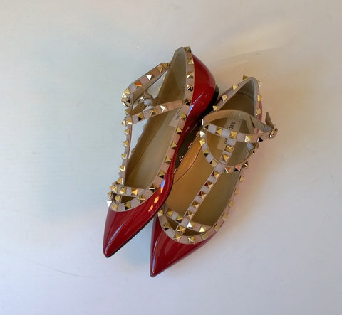 Valentino Garavani Dark Red Patent Flats sale pumps burgundy rubino shoes