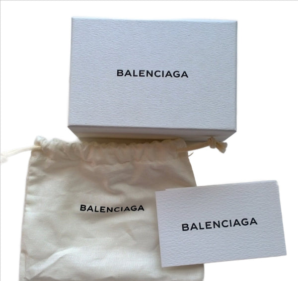 Balenciaga Blue Leather City Bracelet with gold studs